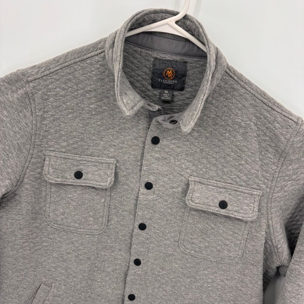 Cloudveil Quilted Shirt Jacket Mens XL Gray Excellent Snap Front CVF24T16-CU